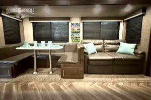 SPORTSTER Toy Hauler with 2 Queen Beds, U-Shaped Dinette & Sofa