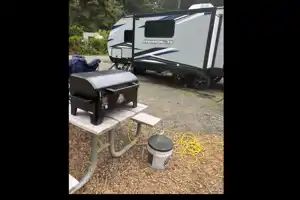 Custom stabilizers for “no rocking” while leveled Bunkhouse Trailer fully furnished and delivered
