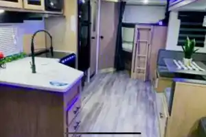 The Berger family Forest River Alpha wolf Travel Trailer