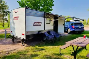 Kid Approved Camper Rental with Fireplace