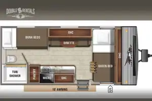 ECONOMY JAY FLIGHT with Queen Bed, Bunks, and Full Bath!