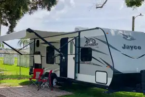 PEAK N’ C Adventures Pet friendly Jayco Bunkhouse Travel Trailer