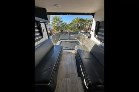 Grey 22-RR Grey Wolf Toy Hauler rear drop patio with gate