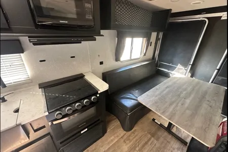 Grey 22-RR Grey Wolf Toy Hauler rear drop patio with gate