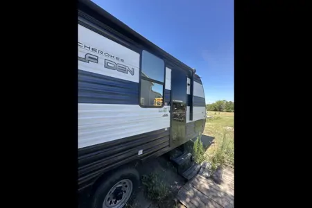 Valentino's Forest River Cherokee wolf den Travel Trailer