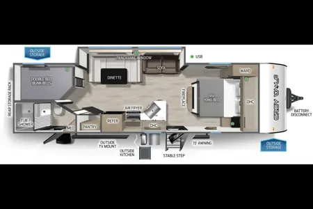 Spacious Bunkhouse - Sleeps 9 -Grey Wolf 26DBH Travel Trailer