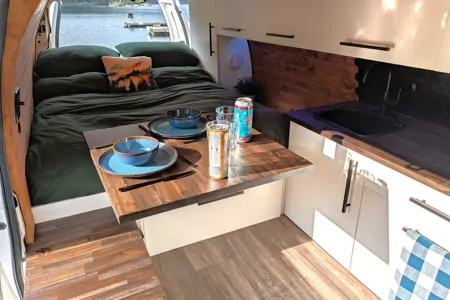 Heated! XL Bed (6ft 8" long) Solar-Powered Cozy Modern Cabin on Wheels!