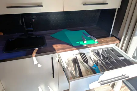 Heated! XL Bed (6ft 8" long) Solar-Powered Cozy Modern Cabin on Wheels!