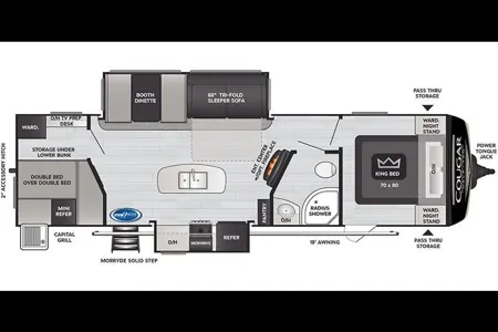 Half ton and family friendly Keystone Cougar 31 BHKWE Travel Trailer
