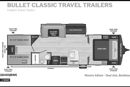 Raymond's Keystone Bullet 2840 QB Travel Trailer