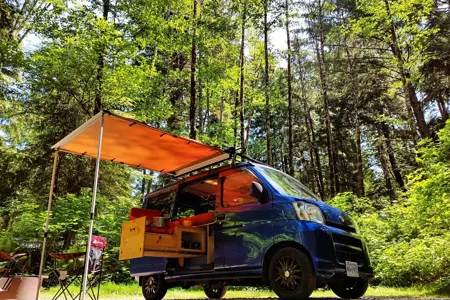 Tanuki, Island Micro Campers. Vintage Japanese Kei Truck (Daihatsu Hijet).