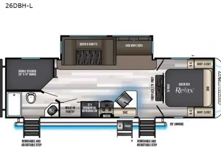 Forest River Travel Trailer private bedroom and bunkhouse