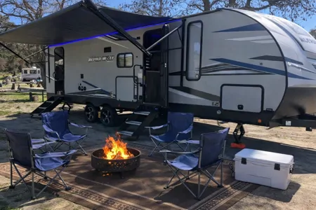 Forest River Travel Trailer private bedroom and bunkhouse