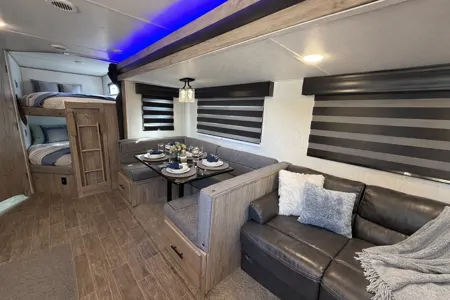 Forest River Travel Trailer private bedroom and bunkhouse