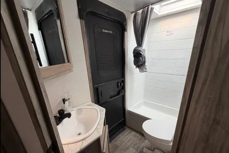 Forest River Travel Trailer private bedroom and bunkhouse