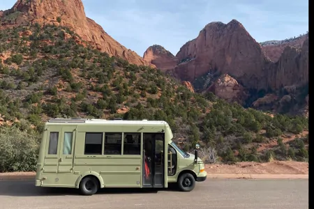Luxury School Bus Conversion with 3 seatbelts!