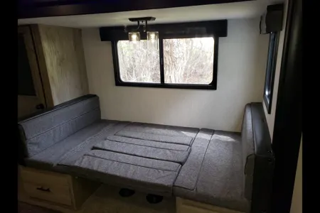Bunkhouse Trailer fully furnished and delivered with Blackstone-Pellet smoker available