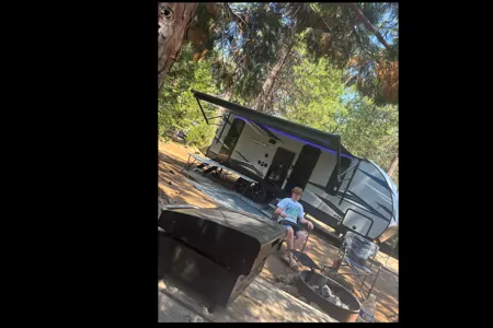 Custom stabilizers for “no rocking” while leveled Bunkhouse Trailer fully furnished and delivered