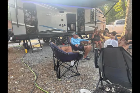 Custom stabilizers for “no rocking” while leveled Bunkhouse Trailer fully furnished and delivered