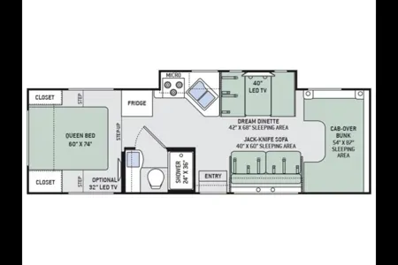 Family RV Class C Perfect Size, equiped with Cooking, Sleeping and Camping supplies.