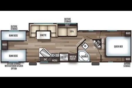 Blue Haven Bunk House Outside Kitchenette  Forest River Te29 Travel Trailer
