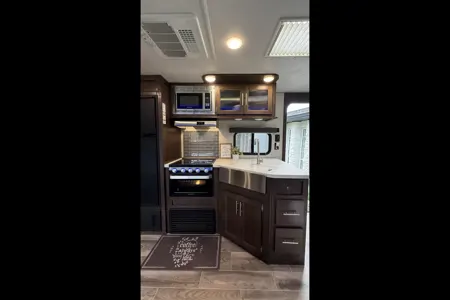 Blue Haven Bunk House Outside Kitchenette  Forest River Te29 Travel Trailer