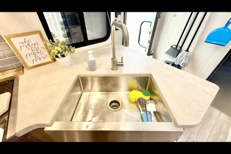 Blue Haven Bunk House Outside Kitchenette  Forest River Te29 Travel Trailer
