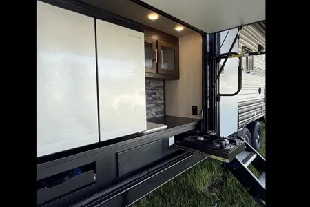 Blue Haven Bunk House Outside Kitchenette  Forest River Te29 Travel Trailer