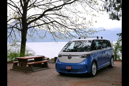 Iconic, Zero Emission Camping with an Volkswagen ID. BUZZ
