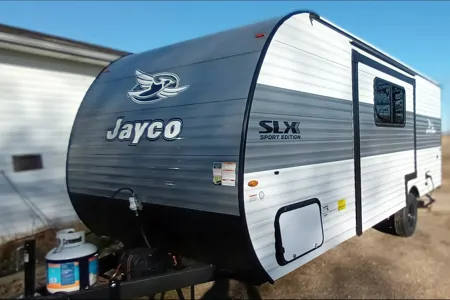 Jayco Flight sleeps 8, most any truck can haul