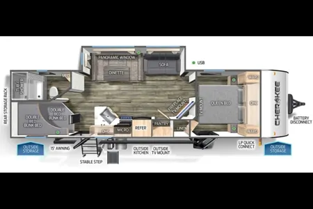 Fireside RV's 2021 Forest River Gray Wolf Cherokee Limited 264DBH Bunkhouse - LMI1154
