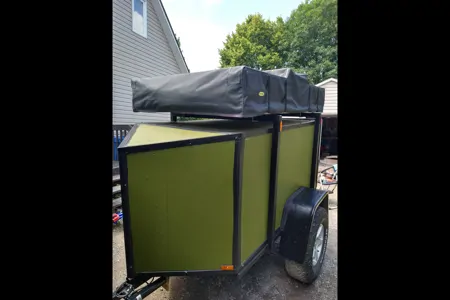 Emilien's Home Built Small Trailer With Rooftop Tent