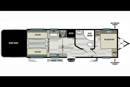 Justin's Wildwood 211ssxl Toy Hauler / Open Living Dining and Patio